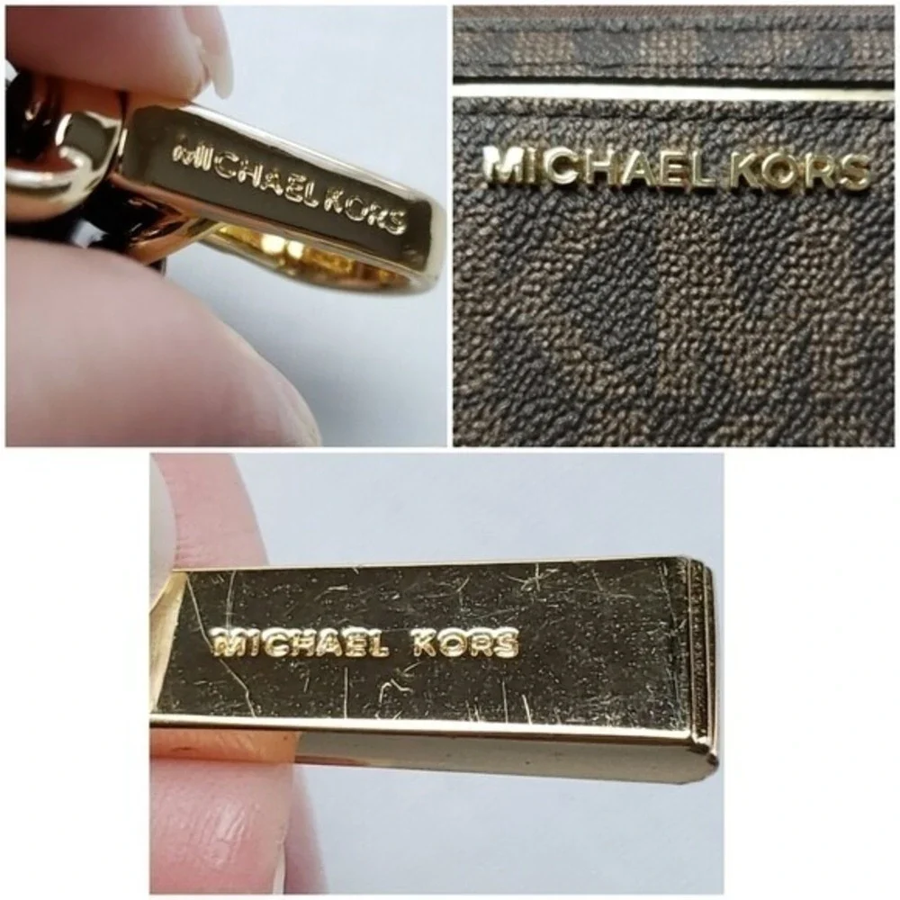 NWOT Michael Kors Jet Set Brown &‎ Gold Signature Wristlet Zip Wallet